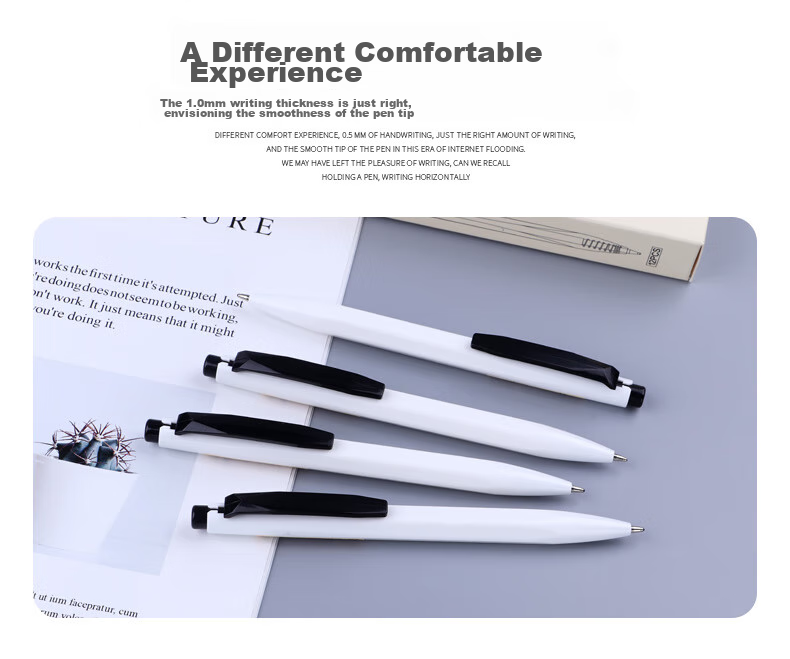 BAOKE B59 1.0mm Medium Oil Retractable Ballpoint Pen, White Barrel, Black Ink, 12 Pens/box 11