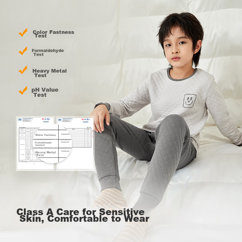 BALABALA Children's Thermal Underwear Set, Winter Thickened Padded Boys' Comfortable Autumn Clothes And Pants, Baby Base Layer Sleepwear