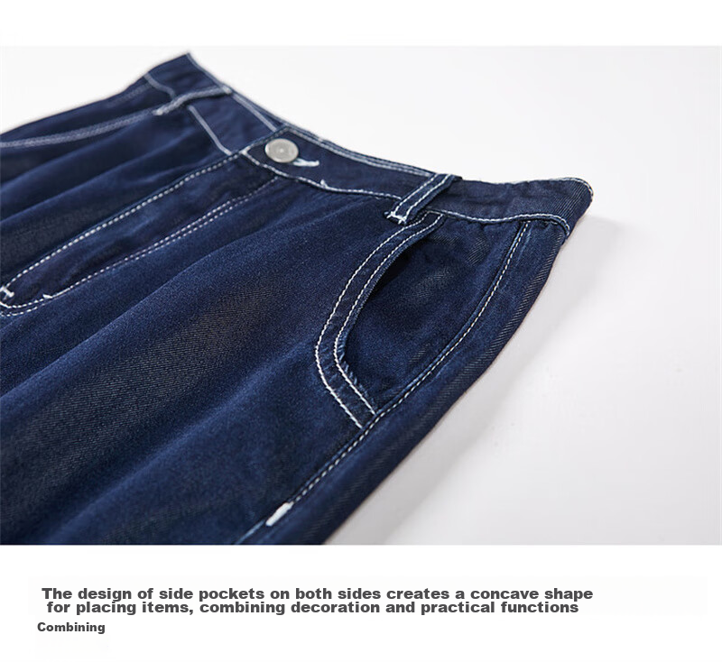 Dme [100% Lyocell Tencel Jeans] Spring And Autumn Color-Block Wide-Leg Jeans for Wome 6