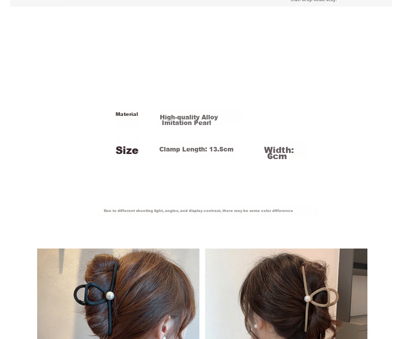 Xiangwan Hair Clip, Large Hair Claw, Matte Hair Grip, Elegant Feel, Thick Hair, Pearl Shark Clip for Wome 3