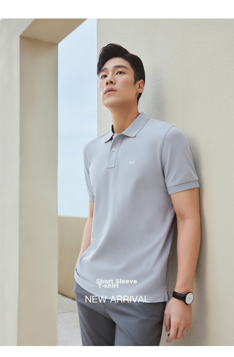 YOUNGOR [Breathable Moisture-Wicking Cotton] Lapel Flat-Backed Shape-Retaining Short-Sleeve POLO Shirt, Dark Green, 2XL 2