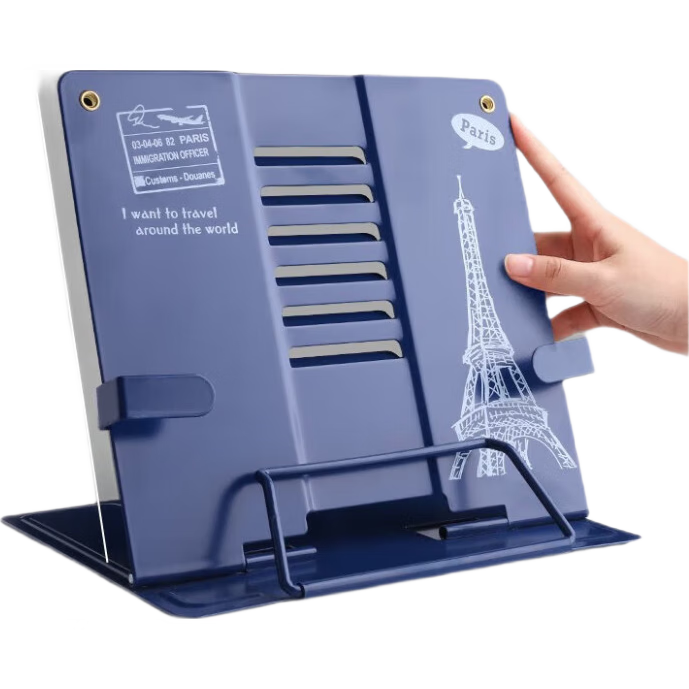 Jianfan Metal Reading Stand, Children's Book Holder, Book Support, Book Clamp, Reading Aid, Bookshelf, Desktop Book Stand, Book Holder for Table, Book Rack, Dark Blue