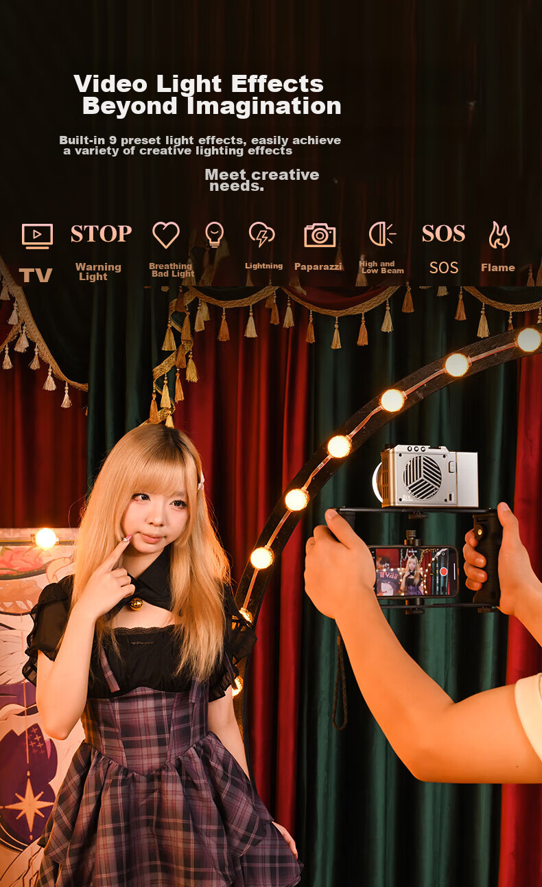 JINBEI EF40BI Retro LED Dual-Color Temperature Fill Light, COB Handheld Zoomable Portable Beauty Photography Continuous Light, Video Photo Live Streaming Light, Wedding Outdoor Night Scene Shooting Lighting 10