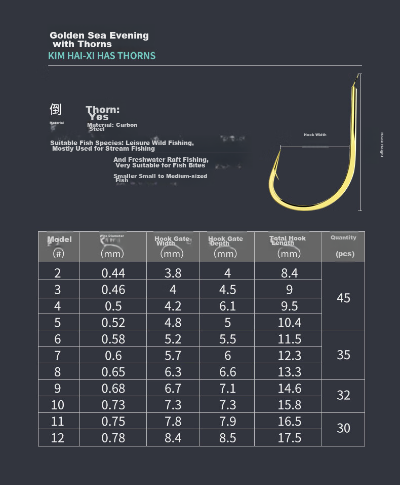 Diaoyuwang Jinhai Xi Fish Hook, Large Hook, Loose Flat Thin Strip, Reinforced Barbed Hook for Silver Carp And Bighead Carp, New Guandong High Carbon Fishing Hook 13