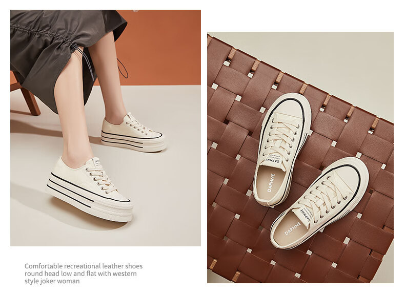 DAPHNE Thick-Soled Height-Increasing White Sneakers Canvas Shoes for Women, Comfortable Lightweight Versatile Casual Shoes Canvas Shoes Black Size 37 6