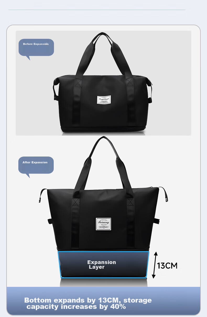 Jinghuisichuang Travel Bag, Luggage Bag, Large Capacity, Expandable, Suitcase, Oxford Cloth, Foldable, Portable Storage Bag, Purple, 41cm 5