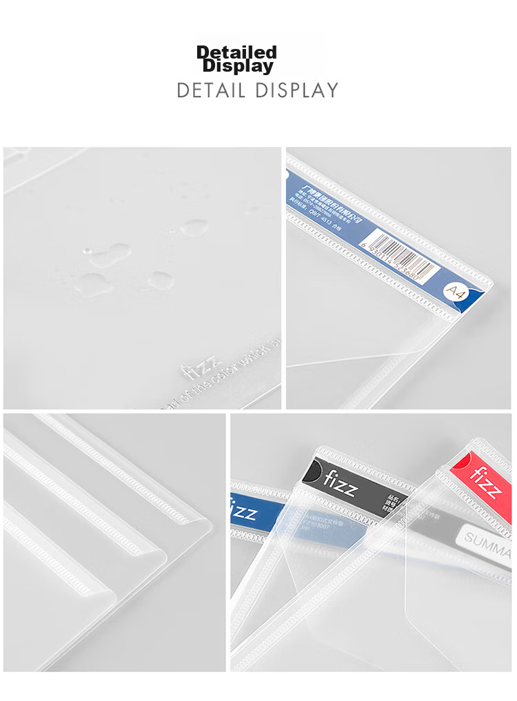 Fizz Transparent File Folders, Pack of 6, A4 Size, Thickened with Snap Buttons, Document Folders with Index Dividers, Exam Paper Storage Folders, Office Supplies, Student Stationery FZ103007 9