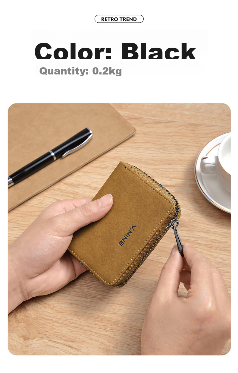 V.NINE Card Holder for Men with Multiple Card Slots, Bank Card Holder, ID Holder, Horizontal Coin Purse, Men's Valentine's Day Gift Box Set 5