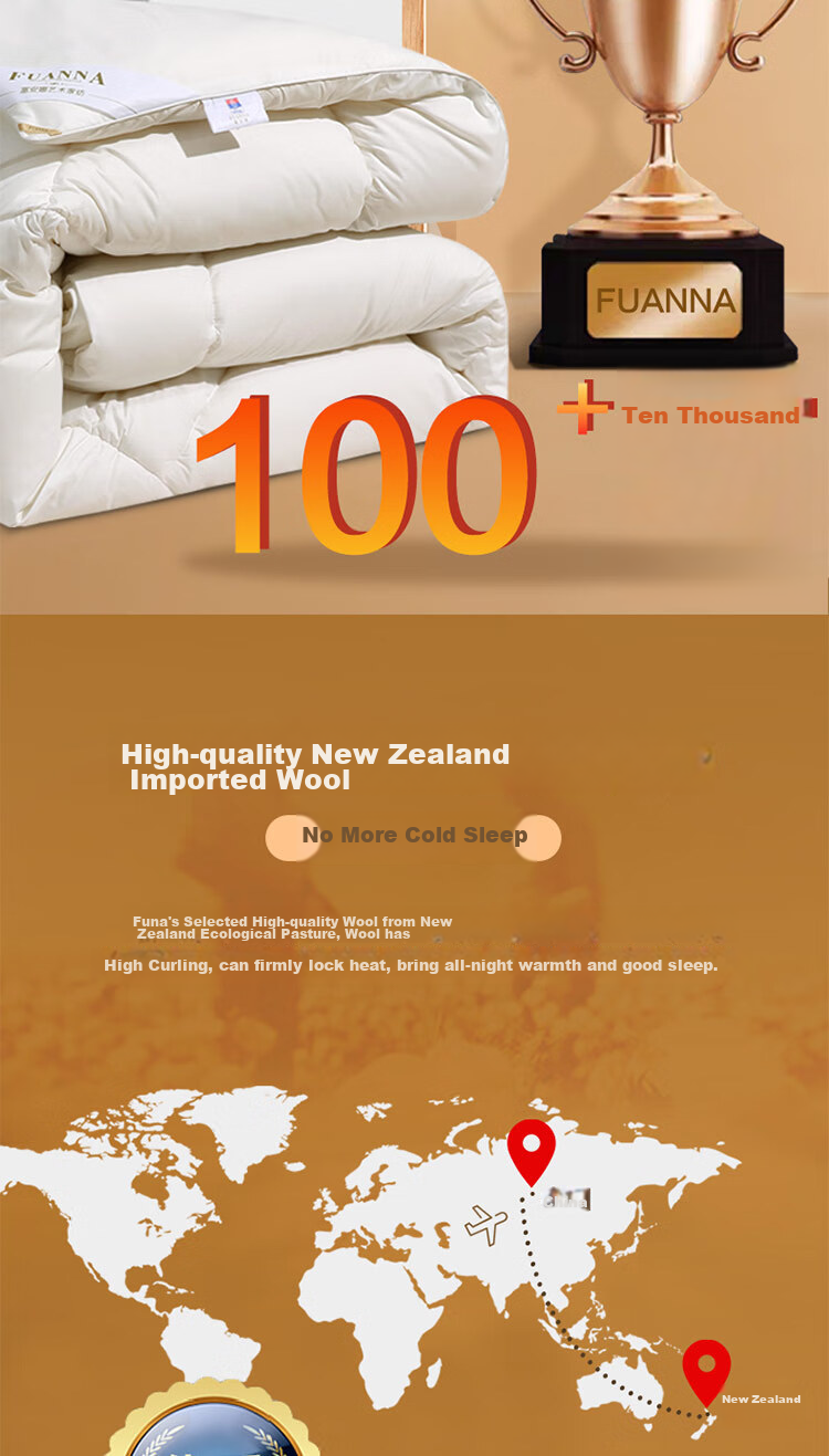 FUANNA Wool Comforter, 51% New Zealand Imported Wool, Double Size Winter Quilt, Approximately 6.6 Jin (3.3 Kg), 203*229cm 3