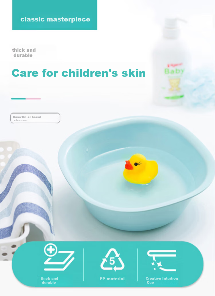 CHAHUA Antibacterial Plastic Basin, 25.5cm, 1 Piece, Face Washing Basin for Babies And Children, Underwear Washing Basin, Foot Washing Basin, Blue * 1