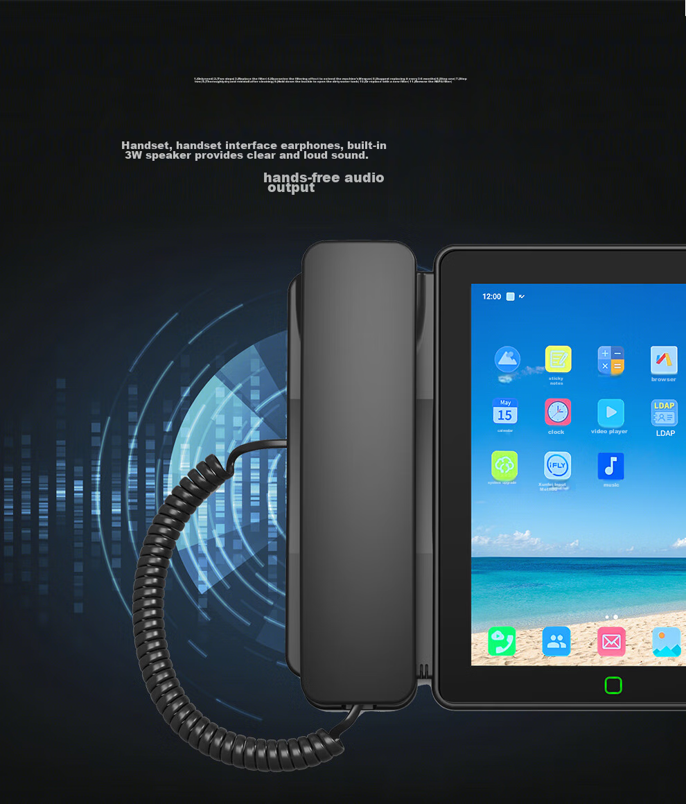 Yijiatong Android Smart Large Screen Recording Telephone 7S, Landline Network SIP Dual-Mode Desk Phone, Video Calls Multi-Level Corporate Contact List, Executive Enterprise Front Desk 6