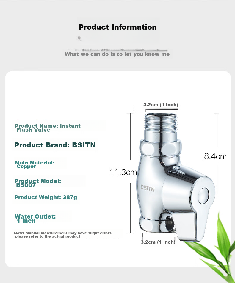 BSITN Toilet Foot Pedal Flush Valve, Squatting Toilet Foot-Operated Brass Flush Valve B5009 11