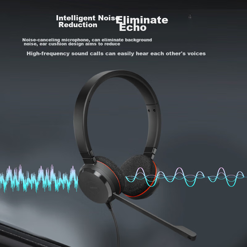 Jabra Computer Office Conference Call Center Customer Service Headset for Telemarketing, Online Education, Over-Ear Noise-Cancelling Dual Earphones Evolve 20 UC USB
