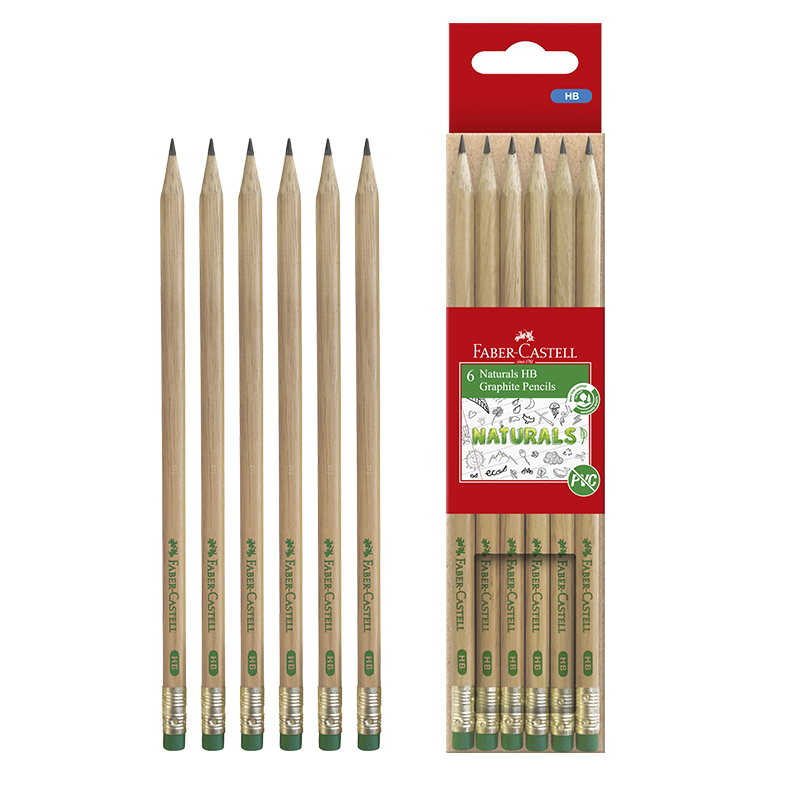 Faber-Castell HB Eco-friendly Pencil 6-Pack Unpainted Natural Wood Pencils 111500