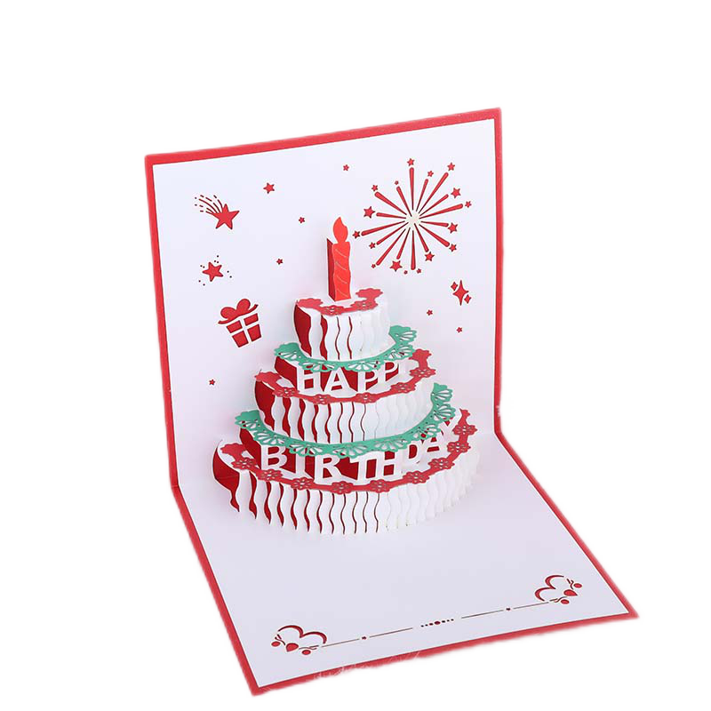 [Lowest Price Online] Touch Fish 3D Birthday Card, New Year Gift, 3D Cake Couple Confession Card, Creative Music Light Message Card, Letter Paper, Bright Red 3D Greeting Card (With Envelope)