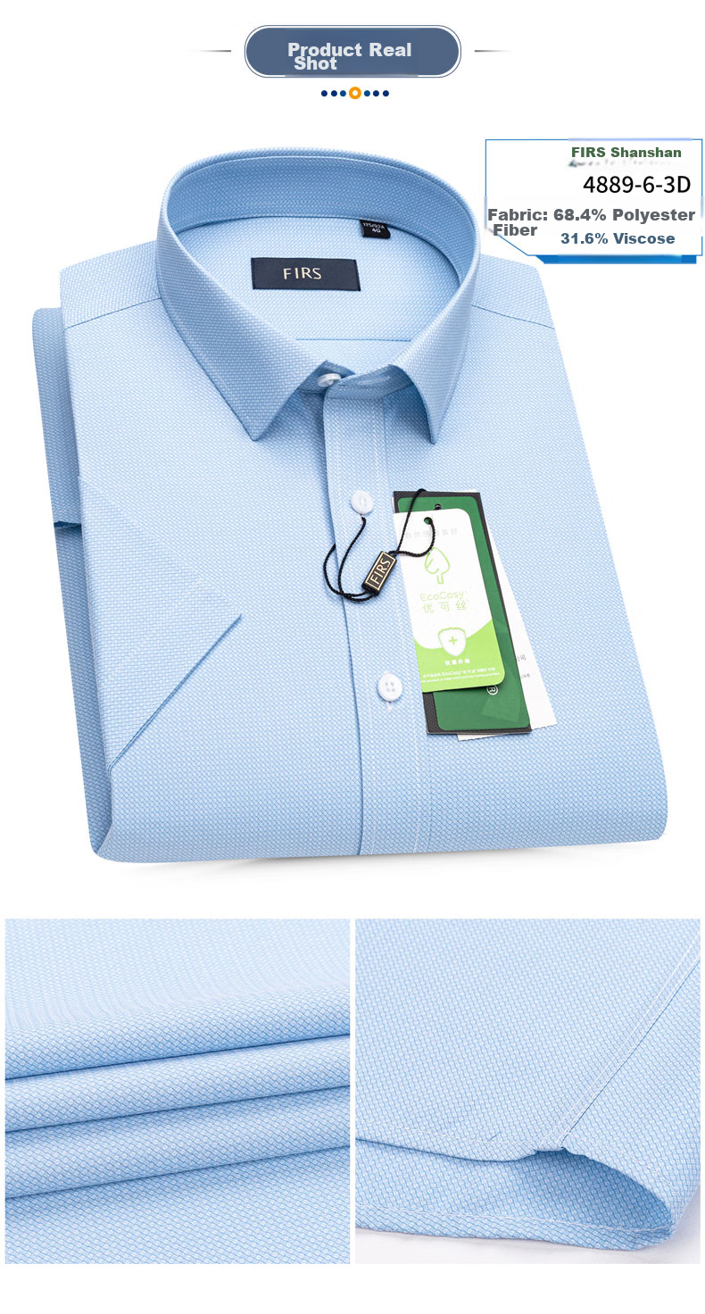 FIRS Long-Sleeve Shirt for Men, Spring And Autumn Business Casual Antibacterial Versatile Dress Shirt, Lake Blue, Size 44 10