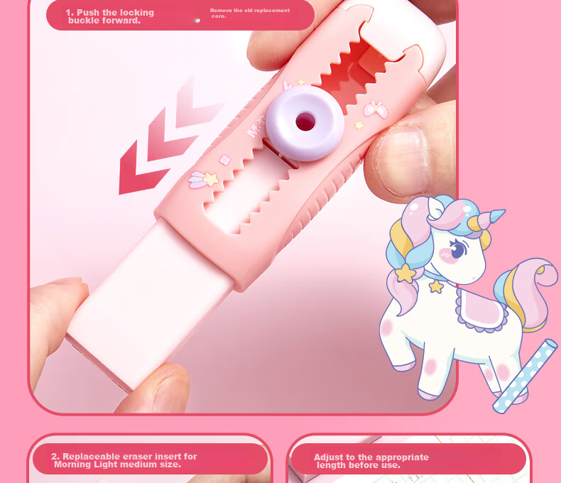 M&G Stationery Unicorn Push-Pull Eraser 1 Piece + 2 Refills, Sketch Art Drawing Eraser for Kindergarten Elementary School Children Exam Use 20