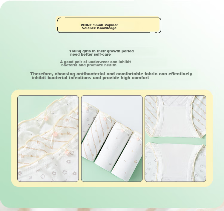 LangSha Children's Underwear, Summer Thin Style, Girls' Antibacterial Modal Underwear, High School And Teenage Triangle Shorts, 4-Pack 2