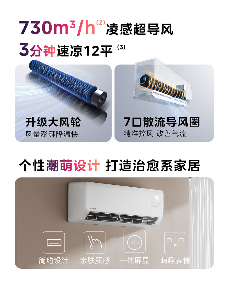 大 1.5 匹 1497 元:华凌超省电 HA1 空调三代百亿补贴(日常 2199 元)