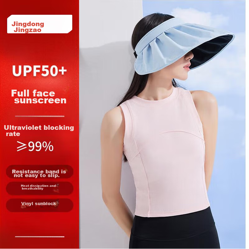 JD Original Portable Shell Sun Hat, Women's Summer Casual Sun Protection Cap, Blue/black Rubber