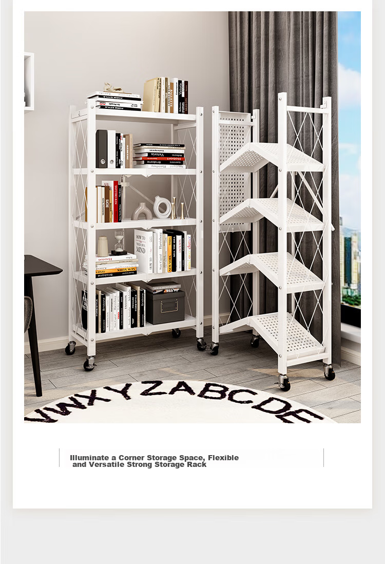 Yicainianhua Floor-Standing Bookshelf for Living Room, No Installation Required, Movable Folding Iron Art Bookcase, Book Storage Rack 6060 17