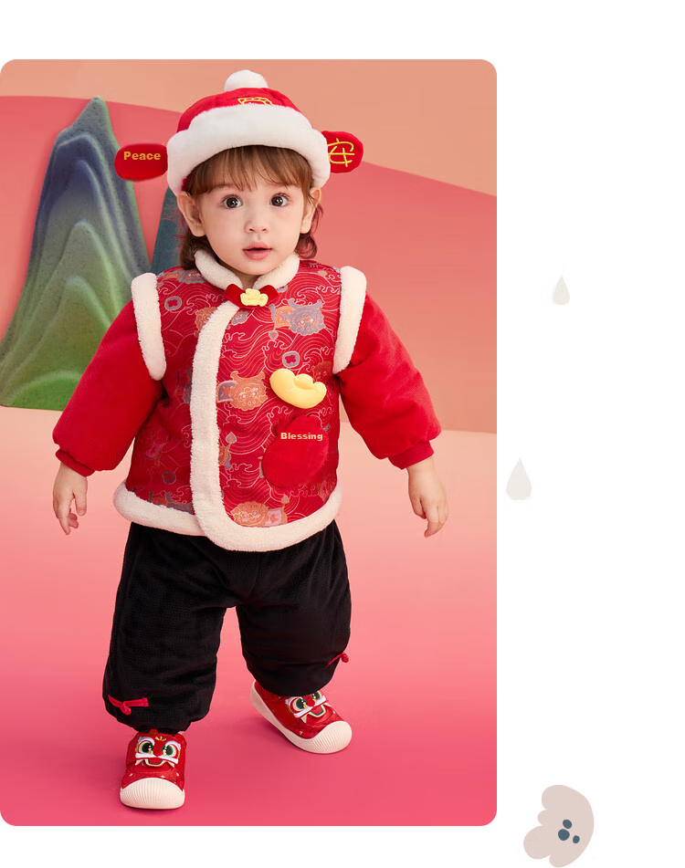 BALABALA Children's Clothing, Baby Outfit Set, Infant's First Birthday Dress, New Year Season Visiting Clothes, 209125104201 15