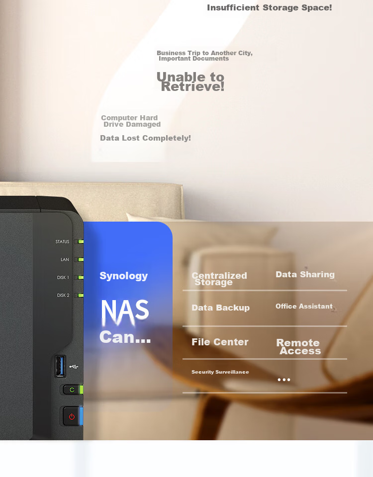 Synology DS223 Quad-Core Dual-Bay NAS Network Storage Private Cloud Smart Album File Auto-Sync 3