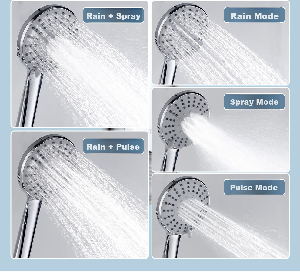 Larsd Surface-Mounted Shower Head Set, Clear Tube Shower Head, Gunmetal Gray Shower Head Complete Set with Shower Faucet LD5066H 8