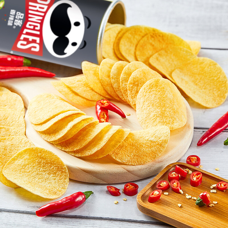 品客（Pringles）桶装薯片罐装马铃薯片香辣味110g 休闲办公室零食膨化食品
