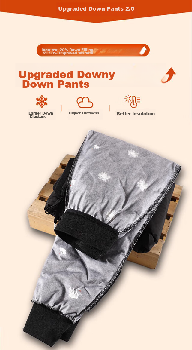 LangSha Women's Down Pants for Outdoor Wear, Winter Fleece-Lined White Duck down Trousers, Women's Tapered Leg Windproof Cotton Pants, Thickened Warm Pants, Black 3
