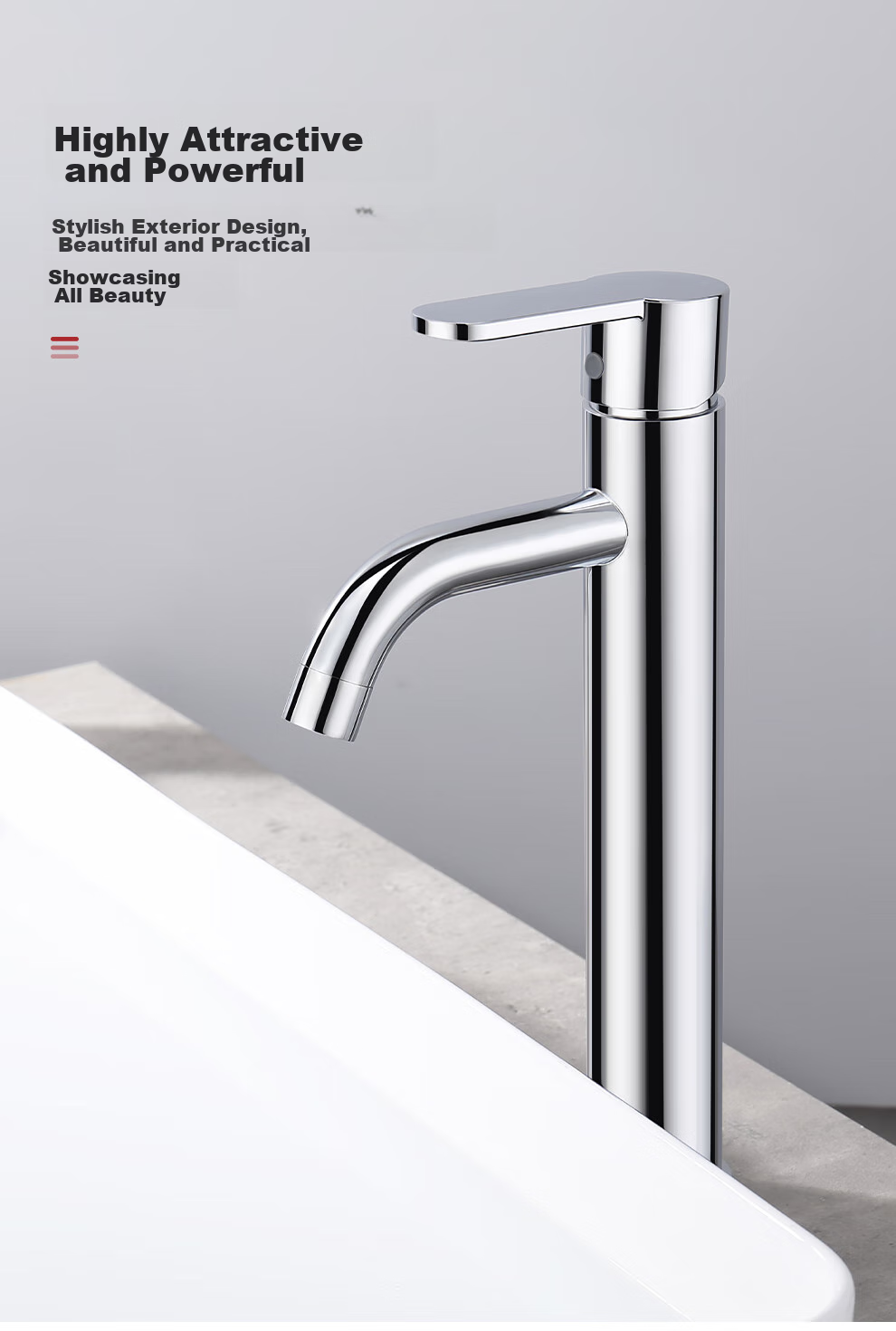CVBAB Raised Basin Faucet, Countertop Basin Hot And Cold Water Tap, Bathroom Washbasin And Sink Faucet CV2021 5