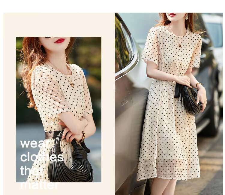 Dme [Puff Sleeve] Summer Flocked Floral Loose Dress for Wome 6