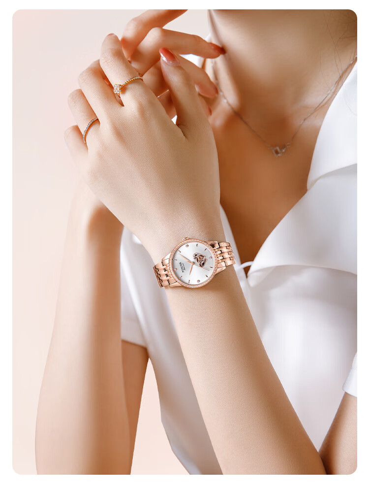 POS CER (POSCER) Women's Watch, Birthday Gift for Girlfriend, Heart-Shaped Skeleton Mechanical Watch, Top Ten Brand Watch, 51021 7