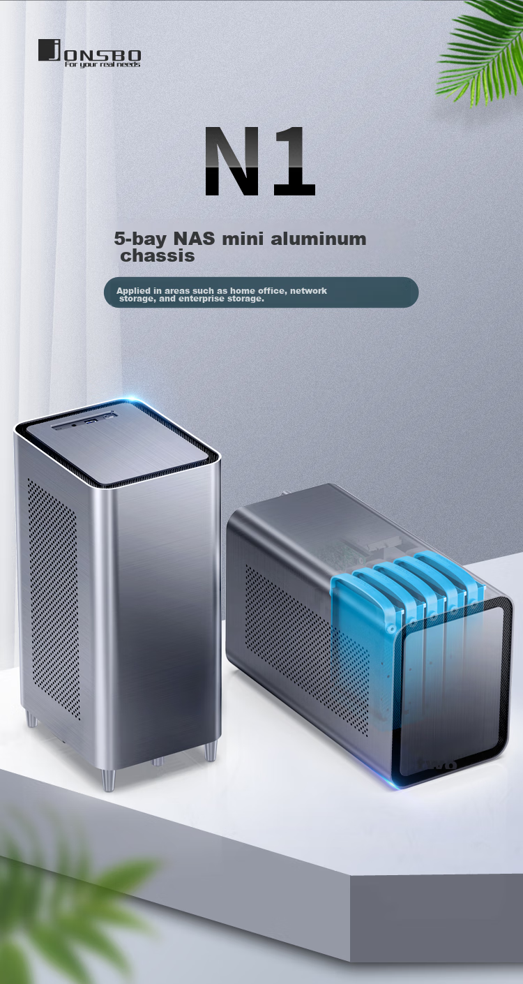 JONSBO N3 Black NAS Case (ITX Motherboard, Aluminum Shell, SFX Power Supply Position, Upper And Lower Compartment Structure, 8+1 Hard Drive Bays, Built-In 100mm*2 Fans) 5