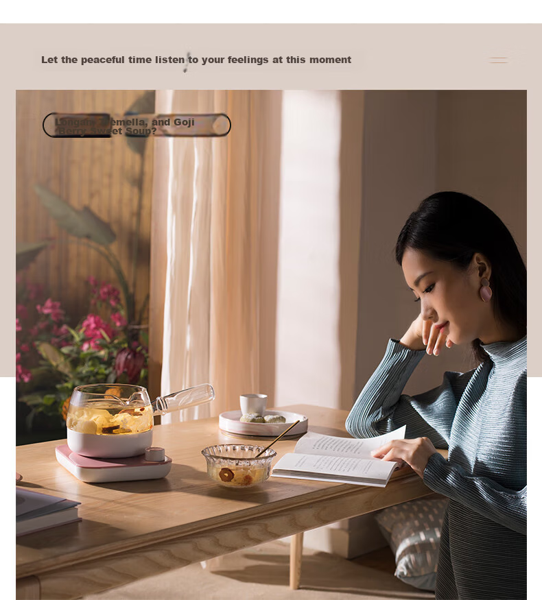 Mingzhan [Mid-Autumn Festival Gift] Health Pot, Tea Maker, Mini Glass Flower Teapot, Electric Kettle, Constant Temperature Electric Teapot with Side Handle, MZ072T 13