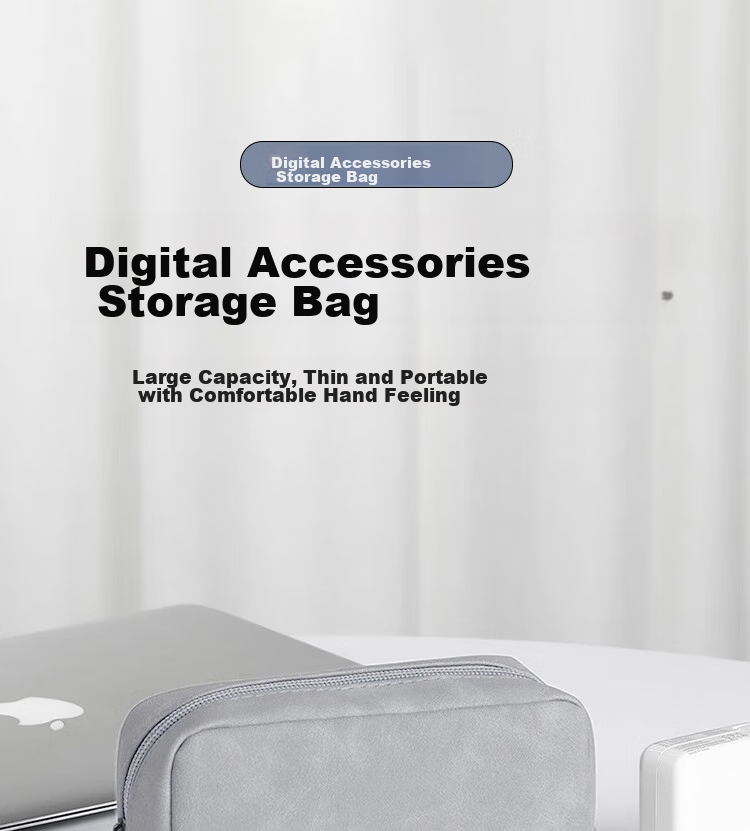ESCASE Bluetooth Headphone Digital Storage Box, Multifunctional Large Capacity Storage Bag, Data Cable Charger USB Drive Memory Card Earphone Accessories, Compact Shockproof Stress Relief Light Gray 1