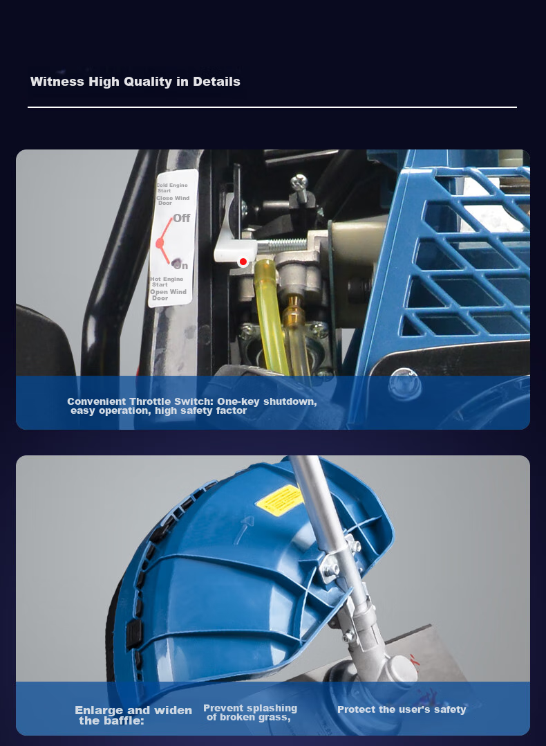 Dongcheng Four-Stroke Gasoline Lawn Mower FF-CXB-0.7KW Push Brush Cutter Grass Trimmer Sling Type Lawn Mower 6