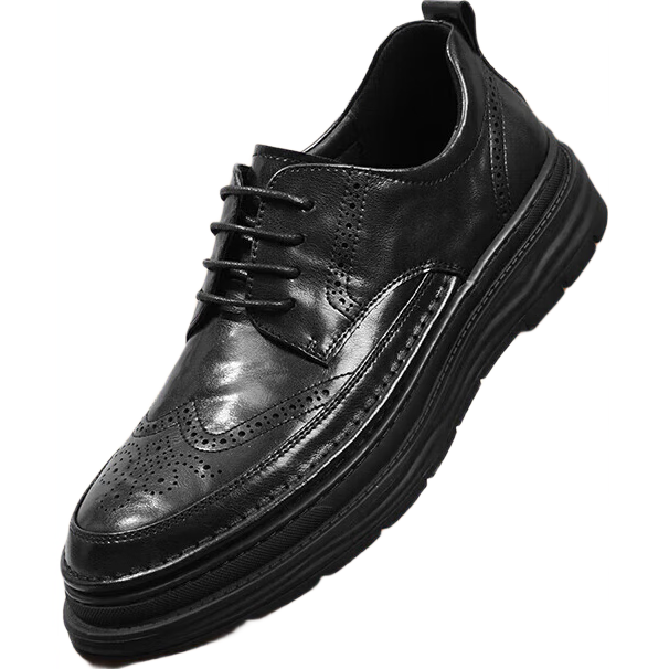 HLA Men's Business Casual Soft Sole Height Increasing Brogue Leather Shoes HAAPXM1DAV061 Black Size 42