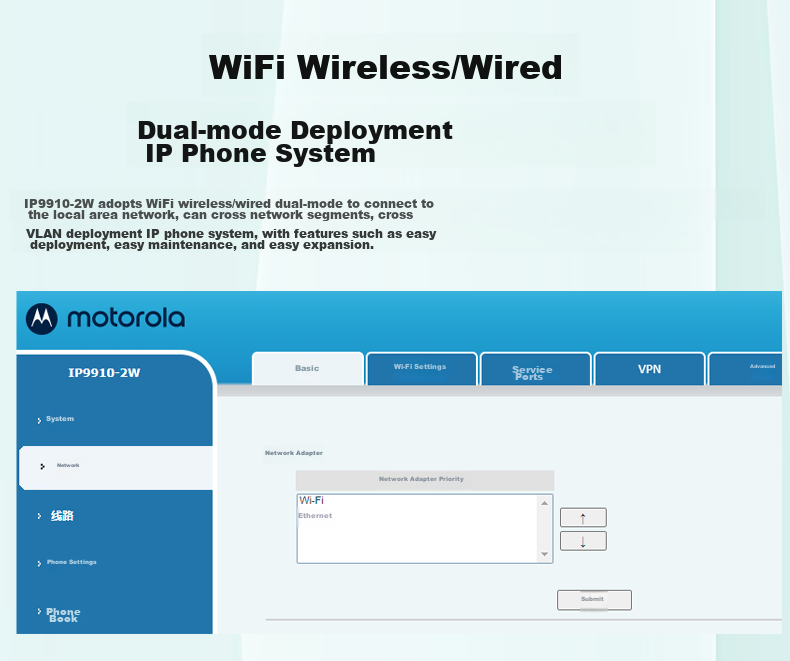 Motorola IP9910-2 IP Phone, Network Phone with 100Mbps VOIP, Landline SIP Phone, Office Fixed-Line Telephone, Internal Intercom, Compatible with Mainstream IPPBX 5