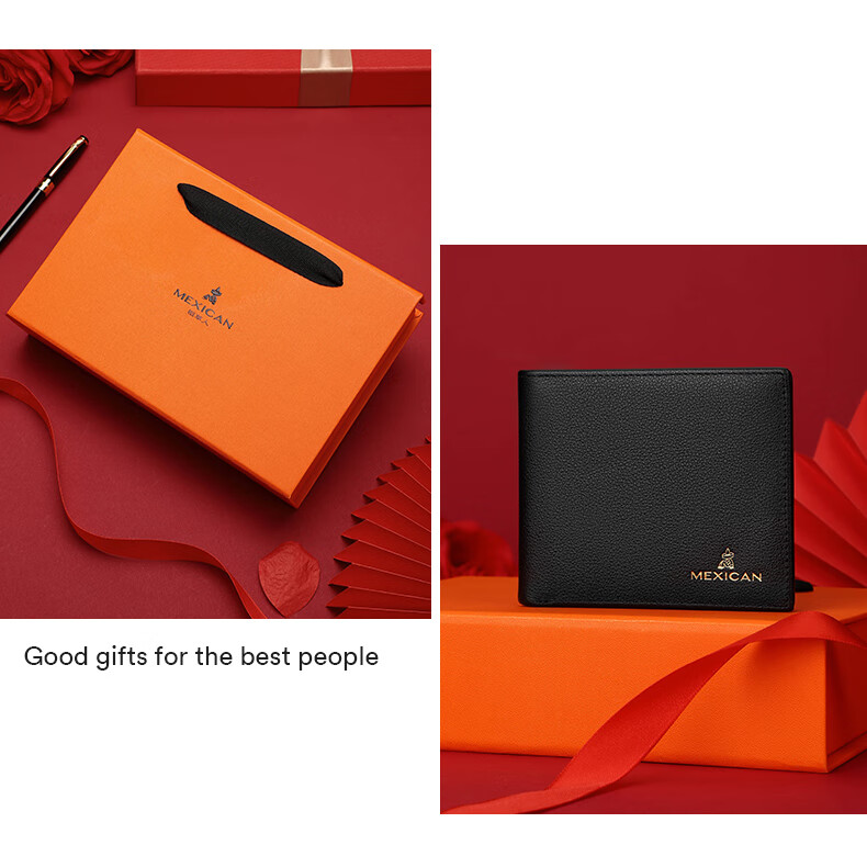 MEXICAN Men's Wallet, Genuine Top-Grain Leather Card Holder And Coin Purse, High-End Gift Box, Birthday Present for Boyfriend Or Husband 3