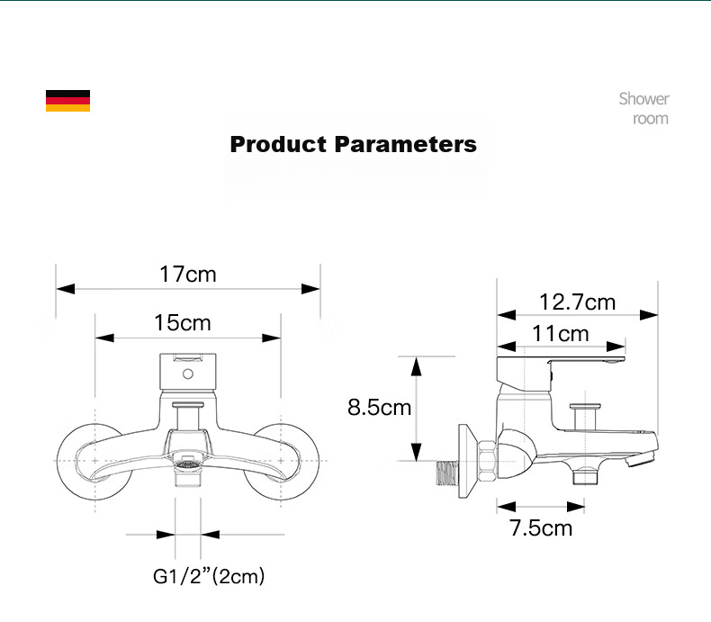 BSITN Bathroom Sink Mixer Tap, Hot And Cold Water Valve, Bathroom Shower Switch, Triple Mixing Faucet B7102 17