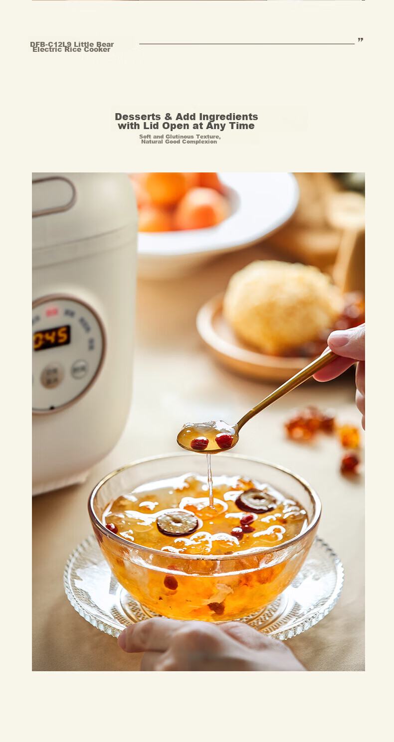 Bear Rice Cooker, Compact 1.2L Mini Capacity, for Single Person Or Home Use, Dormitory for 1-2 People, Multifunctional Smart Reservation Timer, for Soup And Porridge Cooking, Rice Cooker DFB-C12L9 15