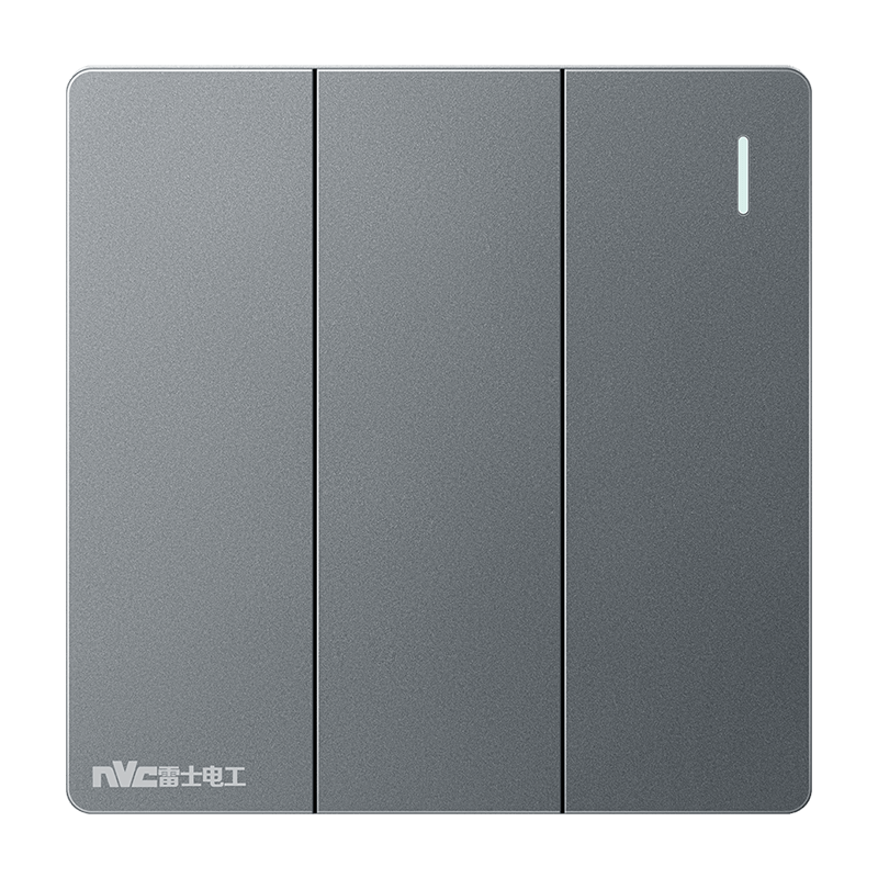 NVC Lighting Electrical Switch Socket Three-Gang Single-Control 86-Type Flush Wall Switch Panel N25 Matte Gray