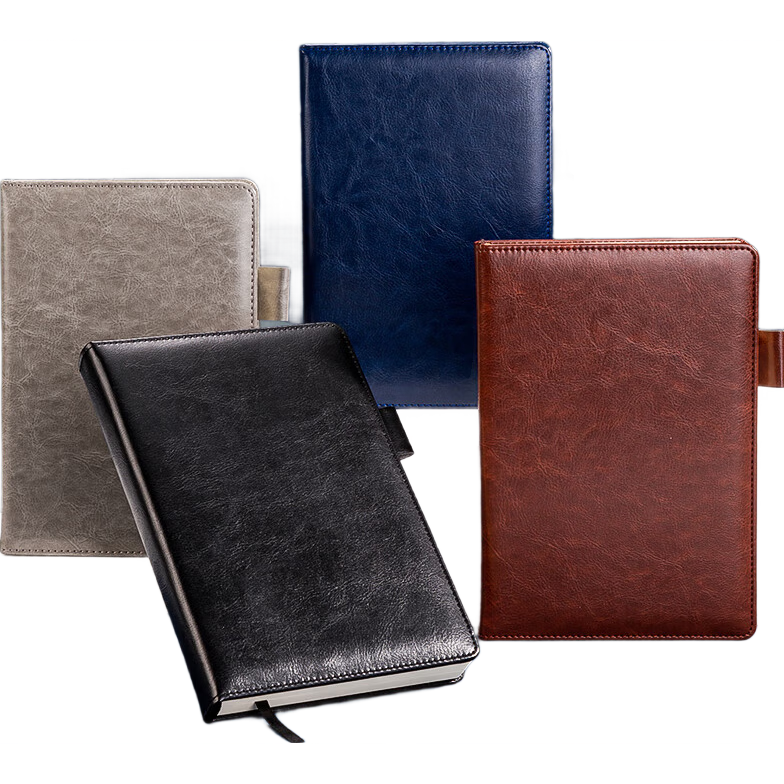 Deli 25K/180 Sheets Business Notebook, Leather Cover, Office Meeting Diary, Black, 22298