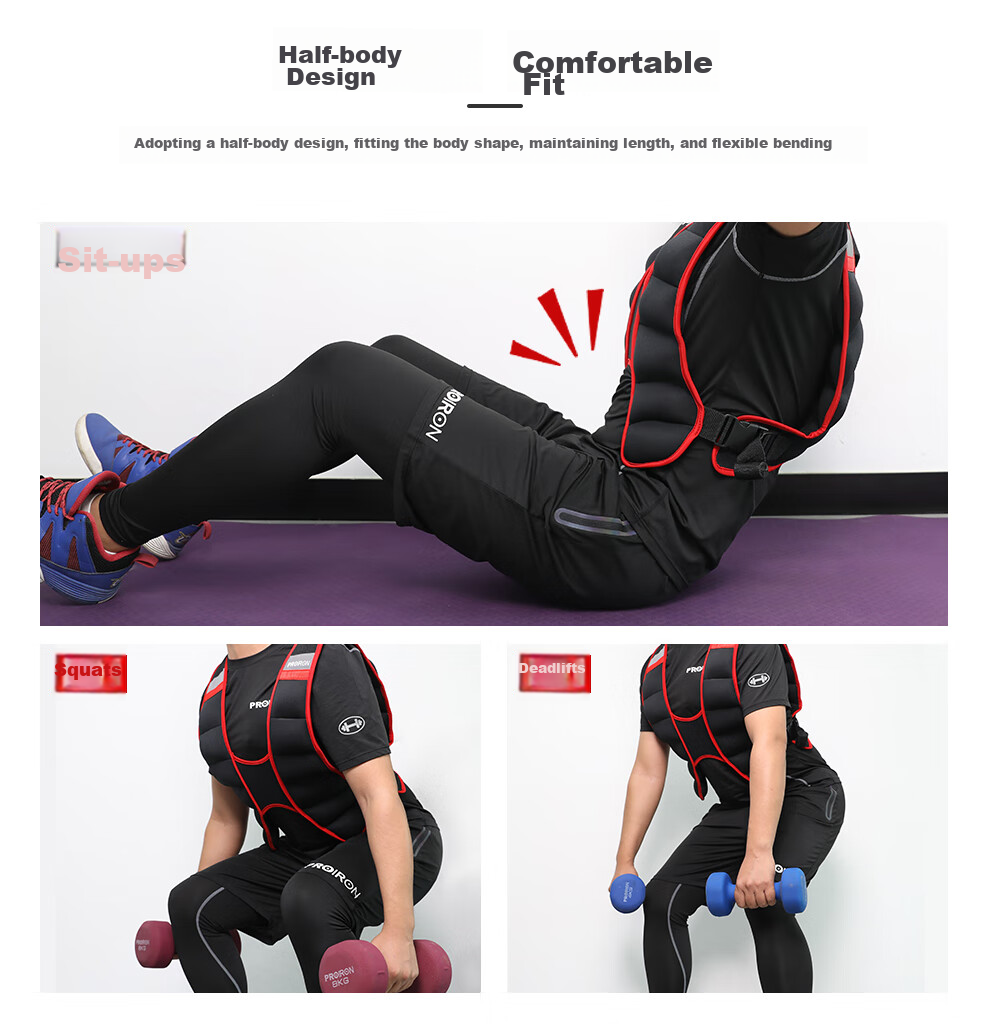PROIRON Puli'ai Weighted Vest Waist Belt with Hidden Sandbags for Running, Sports Equipment, Black And Red, 5KG 10