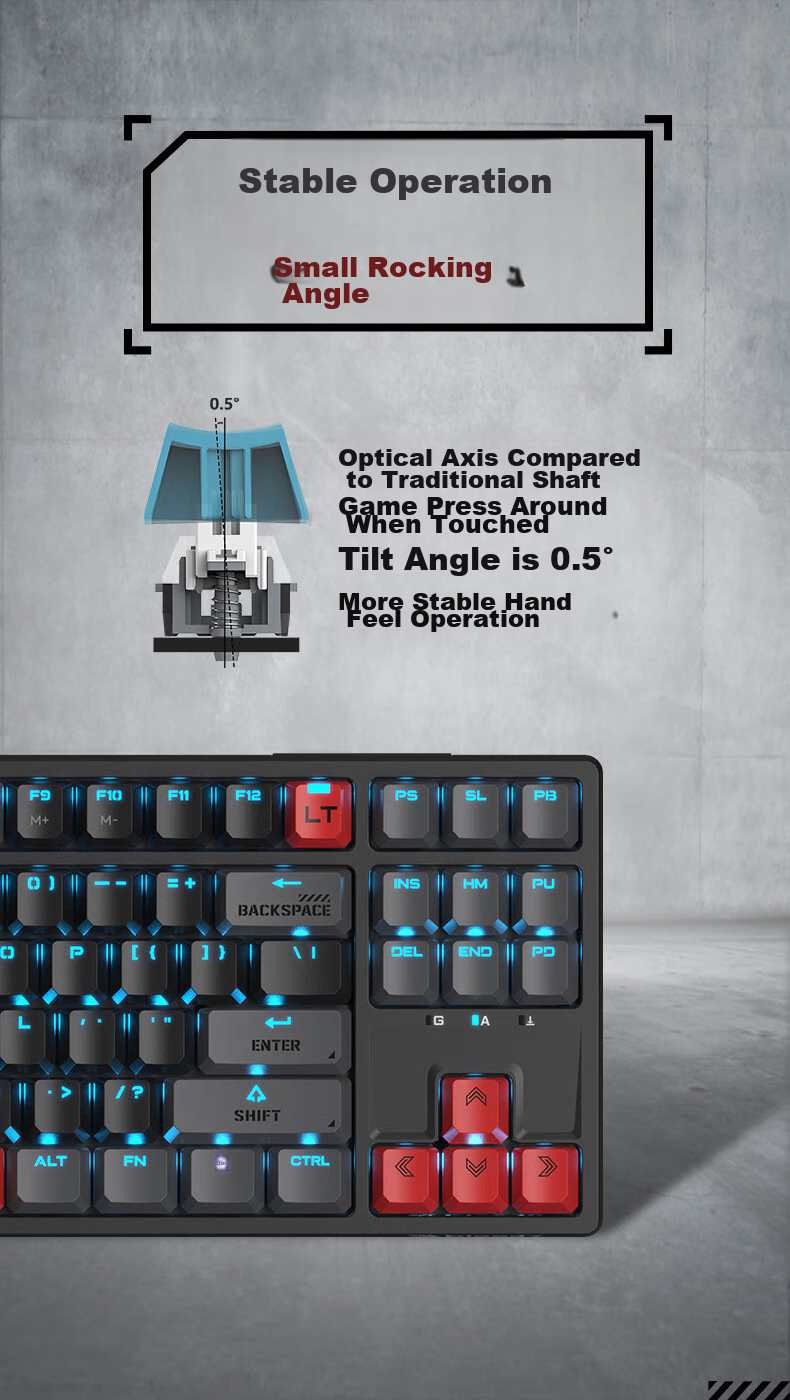 A4TECH T87 88-Key Mechanical Keyboard Wired Gaming Keyboard E-Sports Mechanical Keyboard Dedicated Optical Switches Keyboard Blood Hand Phantom Optical Switches Blood Red Wired 9