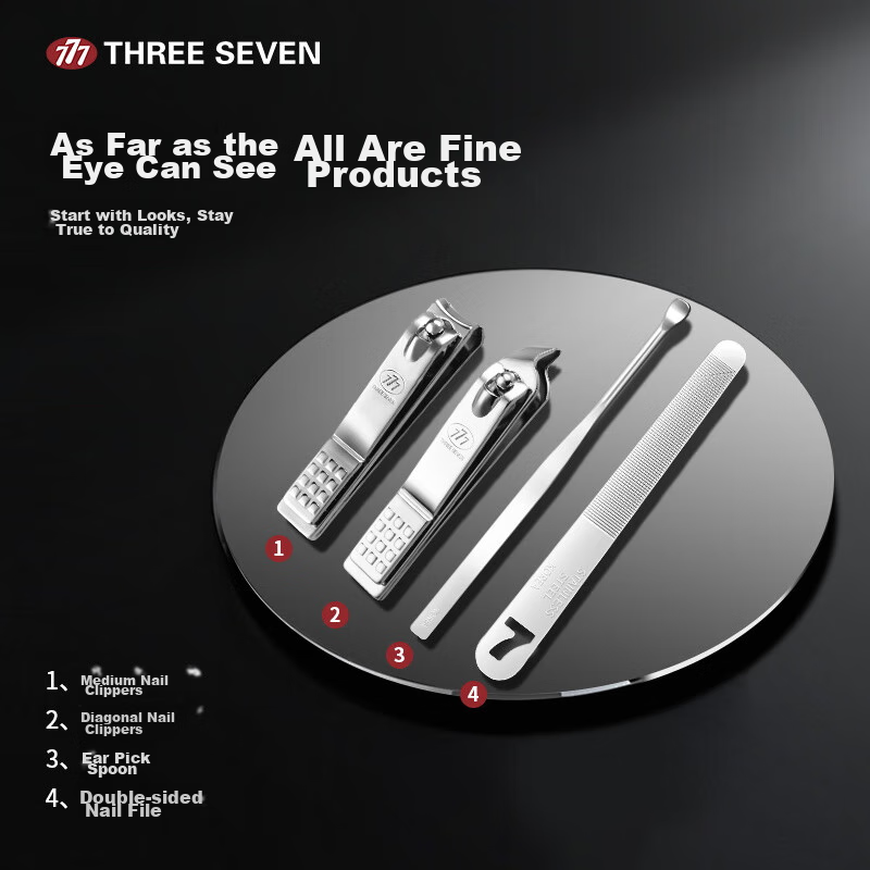THREE SEVEN Nail Clipper Set Tools, Imported Nail Clippers Complete Set, Sanqi Nail Scissors Ear Pick TM041 Blue Mid-Autumn Festival National Day Gift