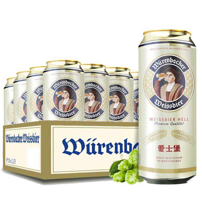爱士堡 （Eichbaum）小麦白啤酒500ml*24听整箱装 德国原装进口 年货节礼盒春节送礼