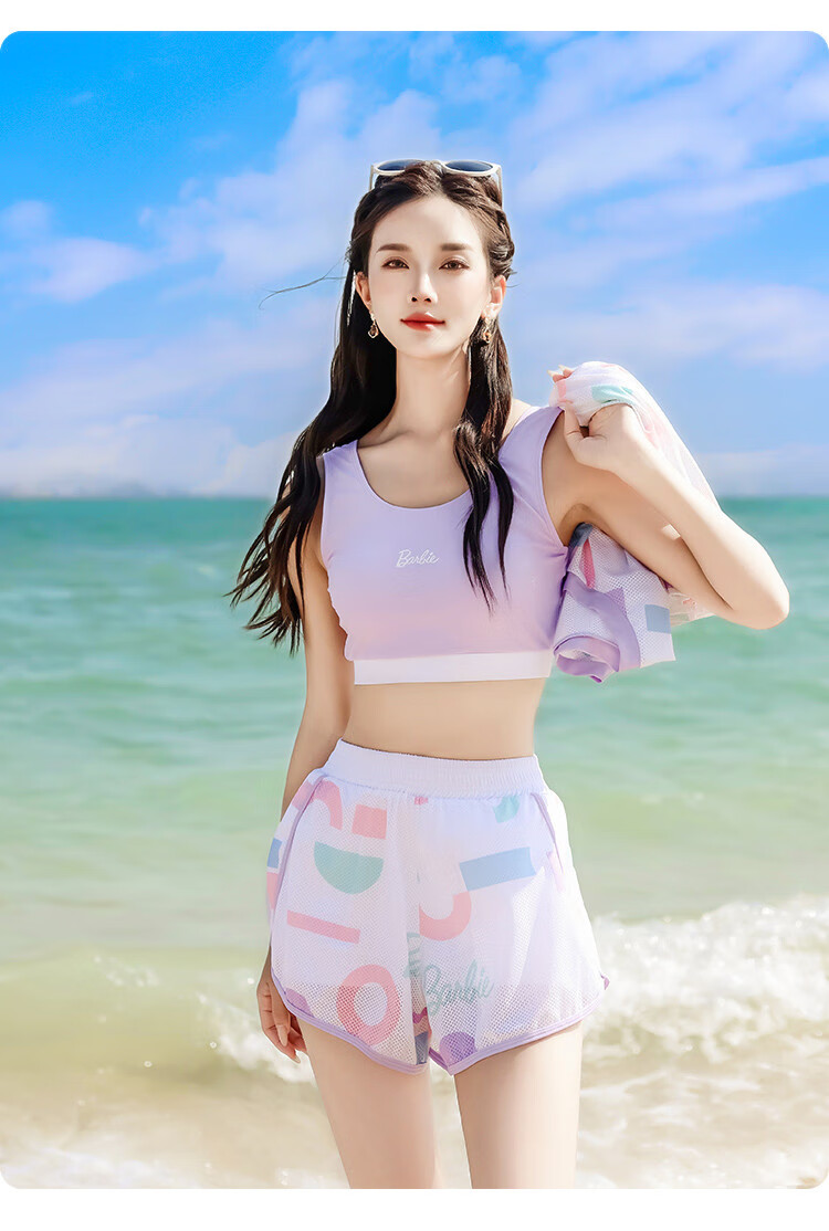 Barbie [Three-Piece Set], Women's Two-Piece Swimsuit, Sexy Tummy Control, Slimming, Hot Spring Swimwear, Beach Vacation Swimwear 15