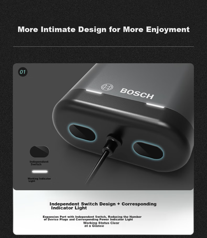 BOSCH PS500 Car Charger Cigarette Lighter Power Supply Dual/Three Multi-Functional USB Fast Charging 12/24V 17